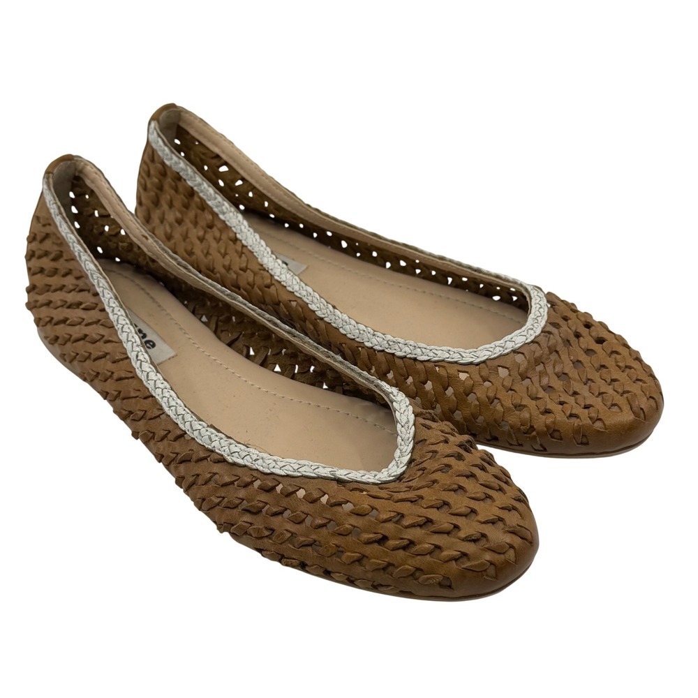 Dune London Woven Tan Leather Ballet‎ Flats Women
